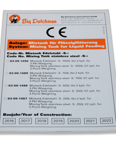 Typenschild D/GB: Mixtank Edelstahl -S-